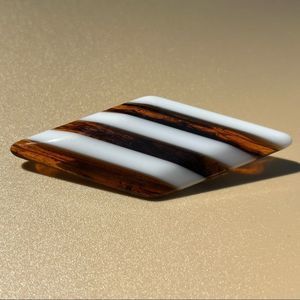 Vintage Art Deco Laminated Striped Early Plastic Diamond Shaped Brooch